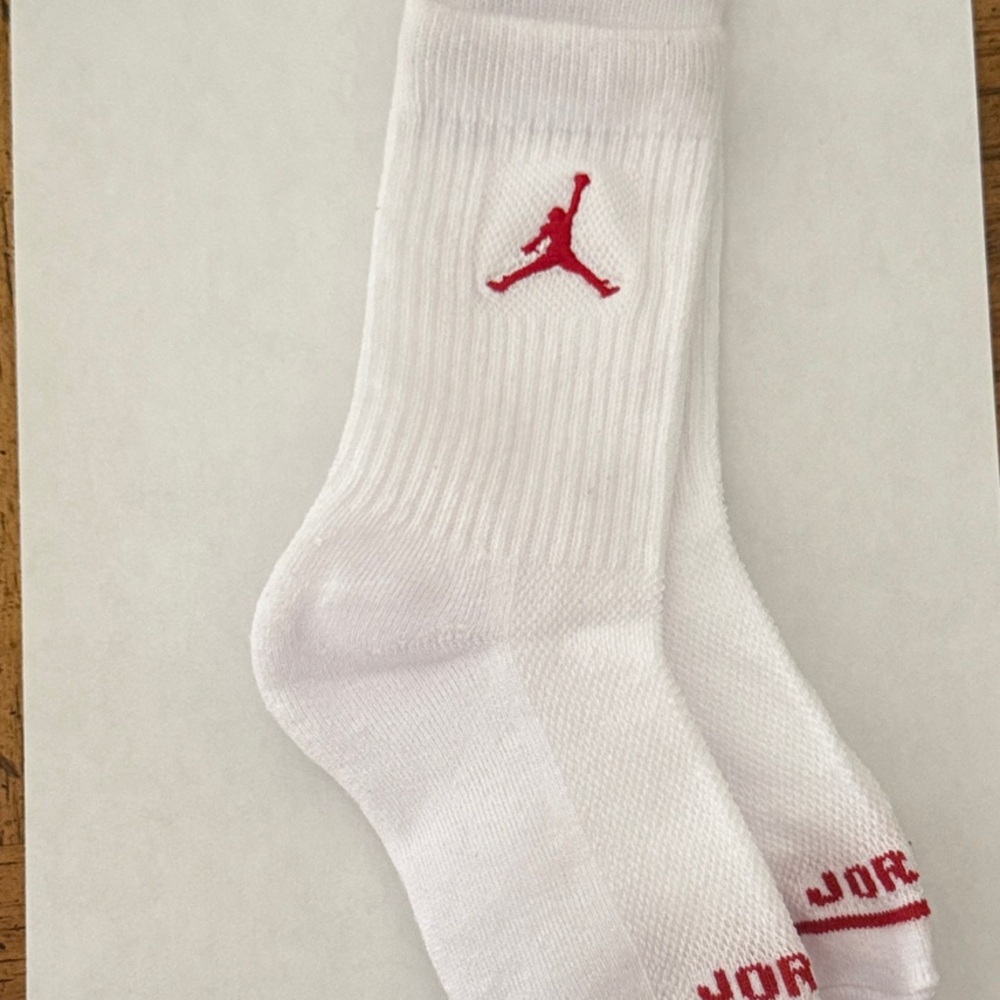 Jordan White and Red Athletic Crew Socks